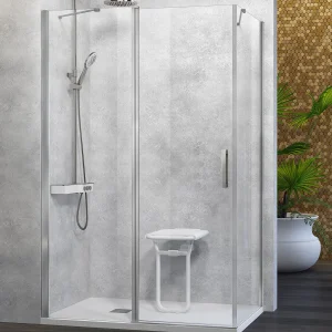 Mampara Angular Batiente NARDI 508 de Kassandra | Fijo+ Puerta Abatible y Lateral Fijo | 195 cm