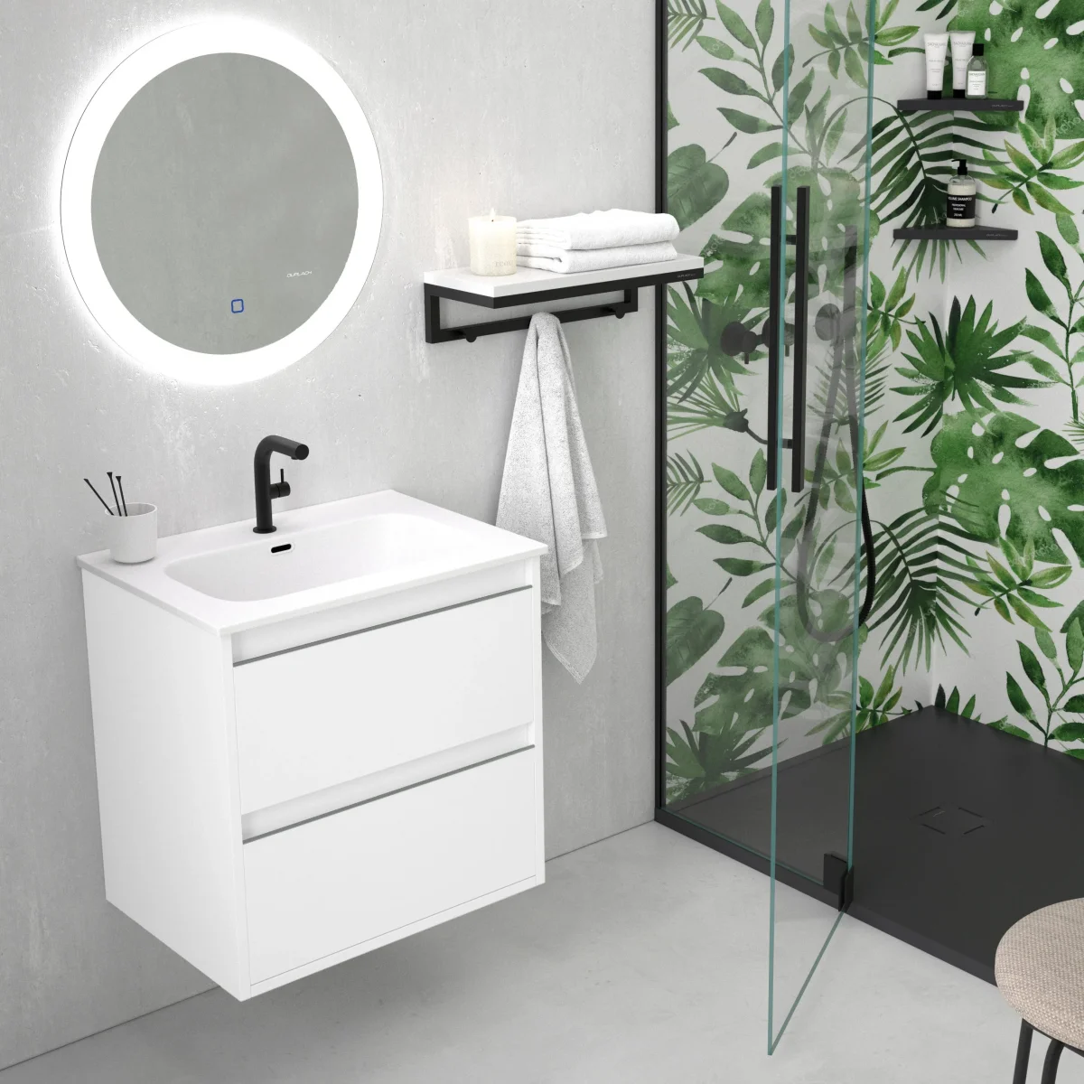 Mueble de Baño Suspendido NASU 2 Cajones Netrum | 4 Medidas | 10 Acabados - Imagen 5
