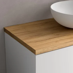 Encimera de lavabo 35 mm en Roble África | 460 mm de fondo | de 60 a 140 cm