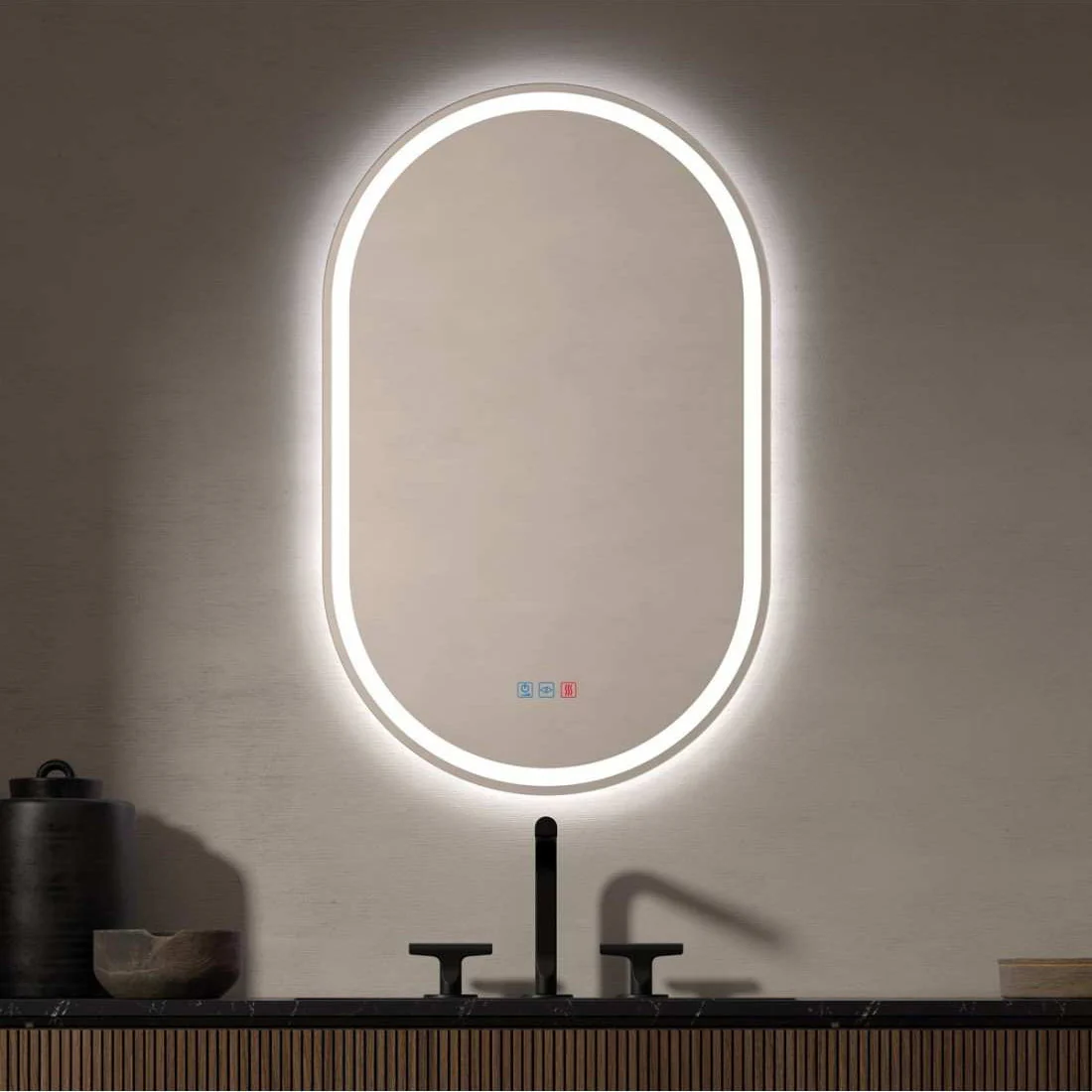 Espejo LED ÚBEDA Dyled – Retroiluminado, Antivaho y Marco Dorado (50x90 cm) - Imagen 3