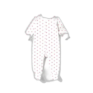 Lily & Dan Pijama de bebé de velour blanco con corazones rosas