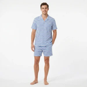 Pijama Corto Hombre Rayas Azul | UP2 Fashion