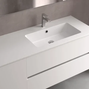 Lavabo VILNA con Poza Desplazada MineralSolid de Salgar. De 90 a 160 cm